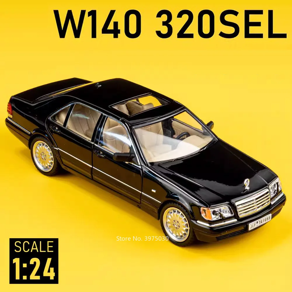 W140 320SEL Wysoka symulacja Model samochodu Cynk Metalowy korpus Plastikowe podwozie Gumowa opona Trwała funkcja wycofania Z...