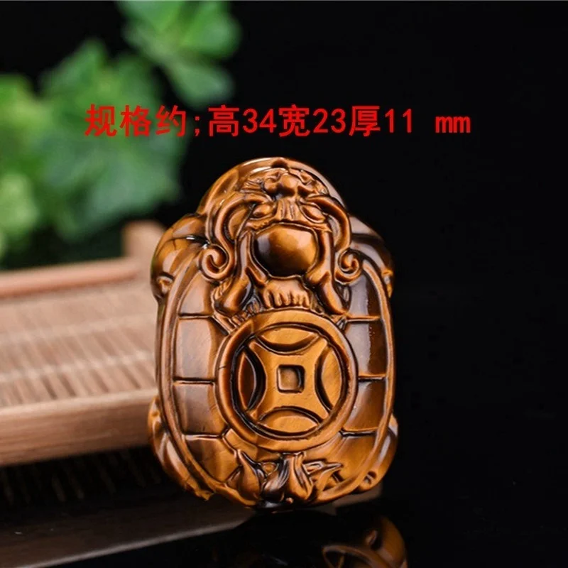 

Natural Yellow Tiger Eye Stone Hand Carved Dragon Turtle Pendant Fashion Boutique Jewelry Men's and Women's Necklace Gift