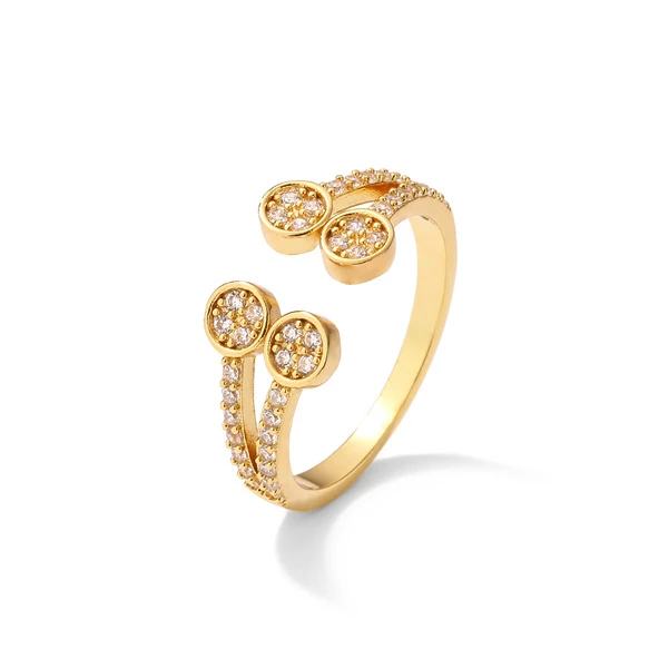 

JUNZI New Fashion White Round Zirconia Rings for Women Open Adjustable AAA+ Crystal Finger Ring Engagement Wedding Party Jewelry