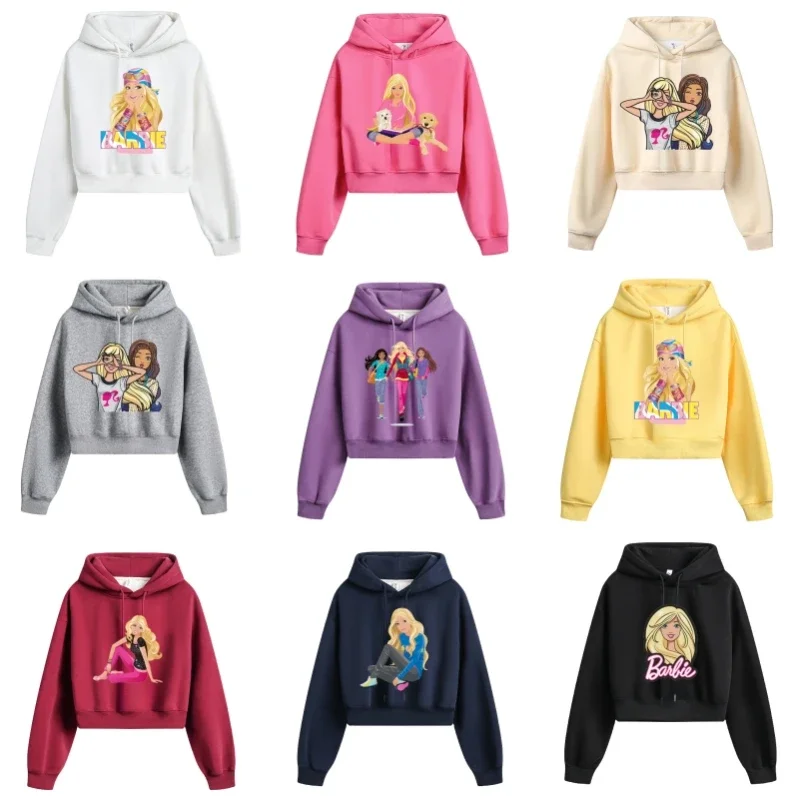 

Barbie Hoodie Anime Cute Cartoon Loose Long Sleeves Comfortable Skin-friendly Kawaii Sweet Girly Colorful Top Casual Versatile