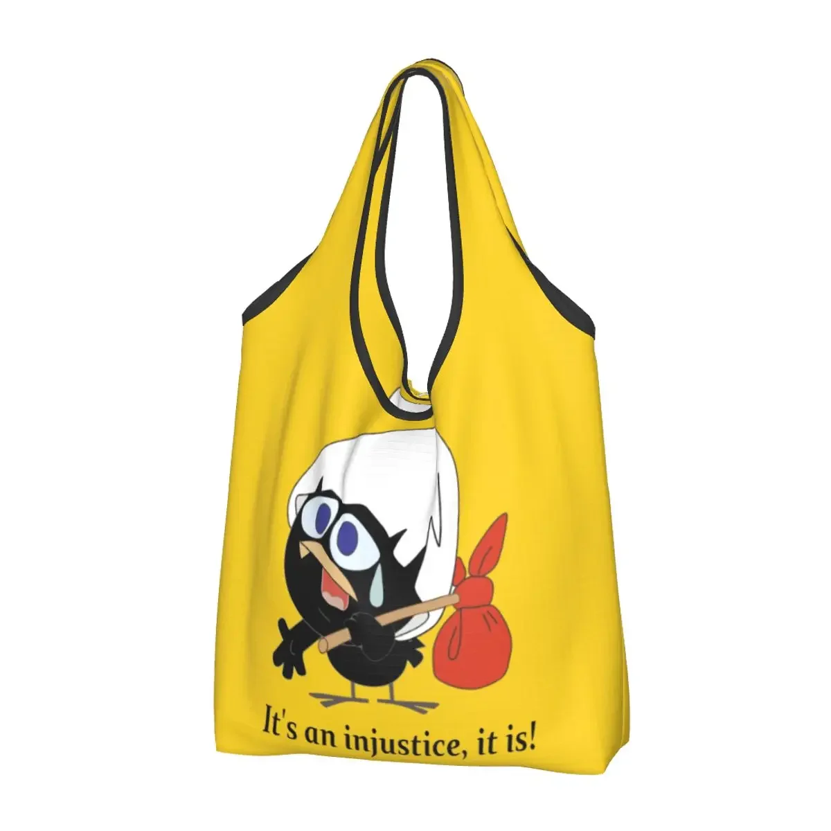 

Calimero Comic Grocery Shopping Bag Funny Shopper Tote Shoulder Bags Large Capacity Portable Cute Black Chicken Cartoon Handbag