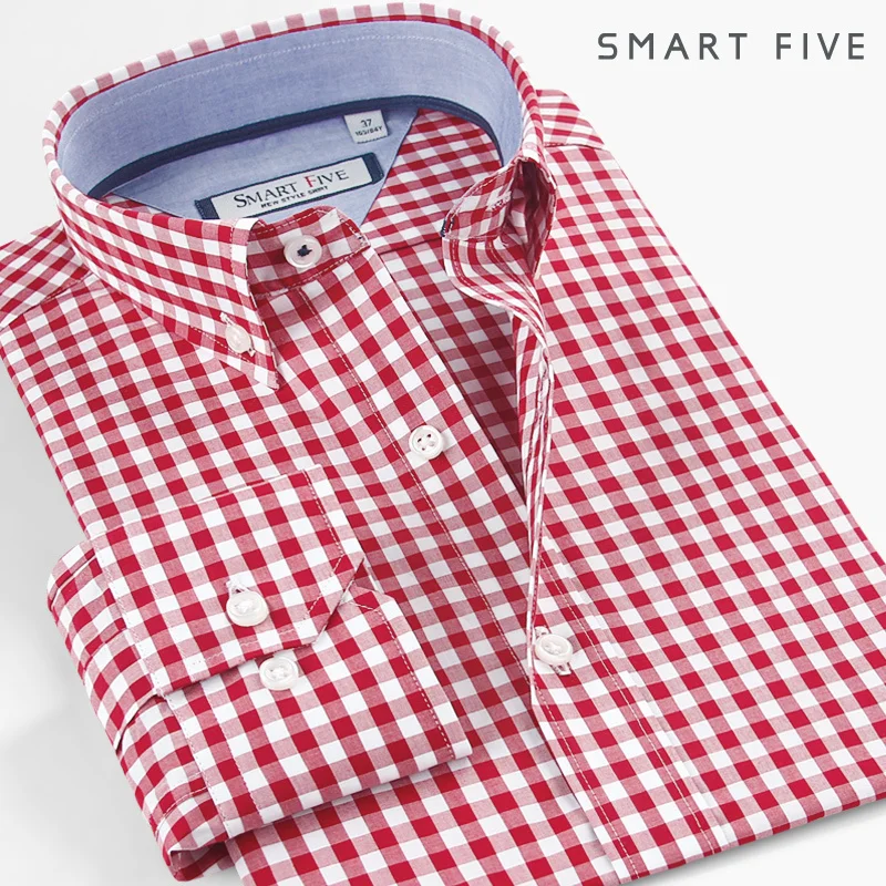 

Five Smart Shirt Men imported Fashion Chemise Homme Plaid Casual Shirts Slim Fit Long Sleeve Camisa Masculina 100% Cotton 2022