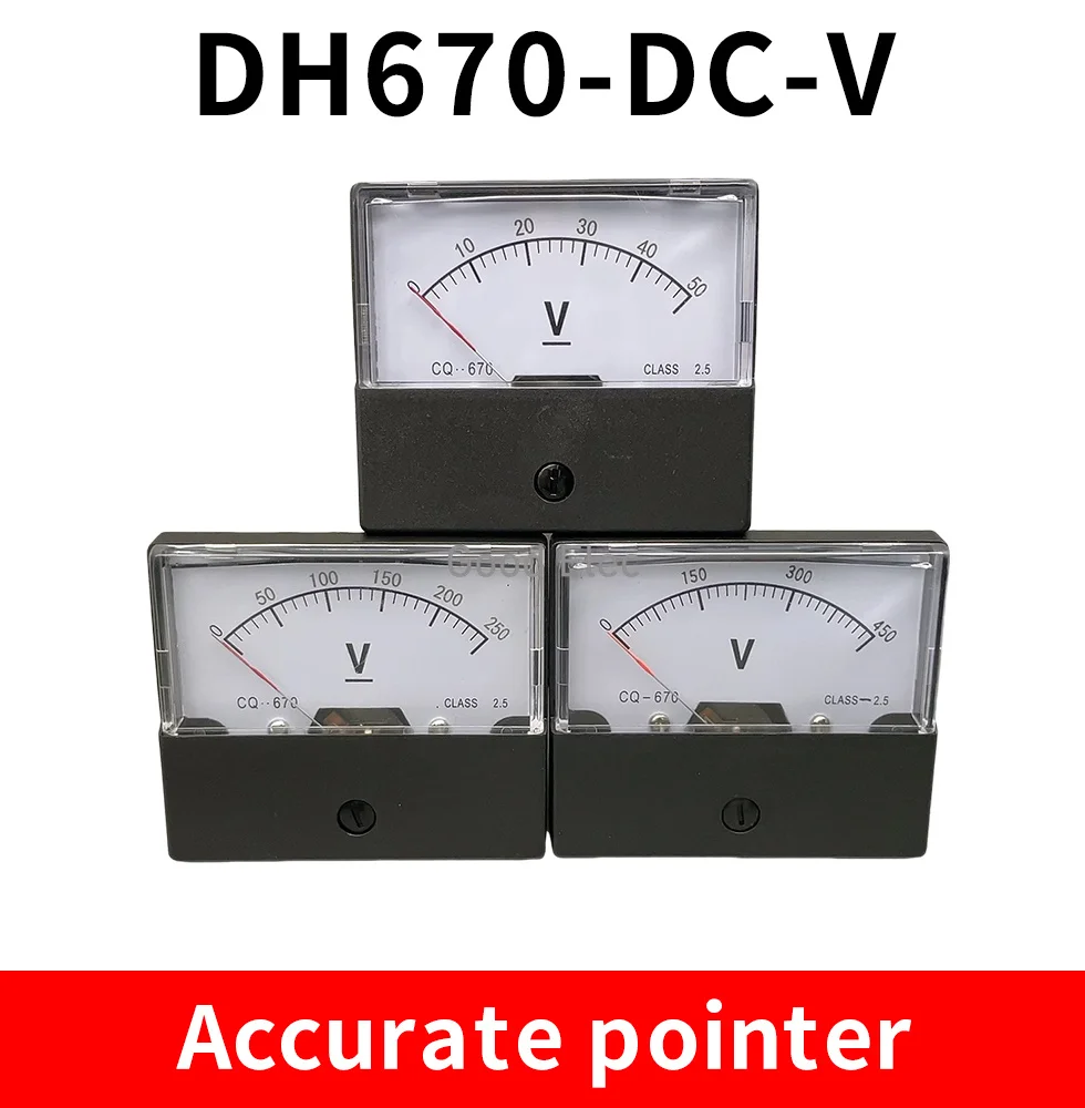 DH-670 DC-V 5V 10V 15V 20V 30V 50V 100V Указатель Аналоговый Вольтметр постоянного тока 70*60mm