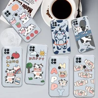 cute cartoons cows phone case transparent for xiaomi redmi note x f poco 10 11 9 7 8 3 i t s pro cover shell coque