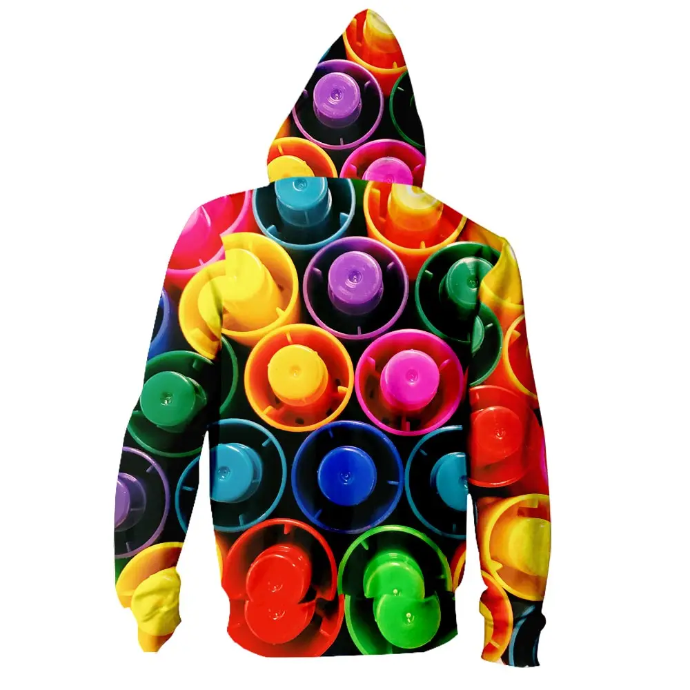 Цветная толстовка с капюшоном на молнии Мужская 3D эффектом симпатичная новинка