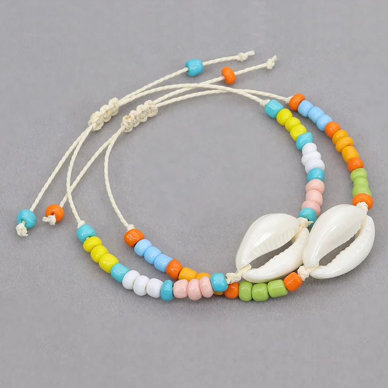 

Bohemian Beach Shell Beaded Bracelet For Women Colorful Rice Beads Adjustable Bracelets Handmade Girl Summer Party Jewelry Gifts