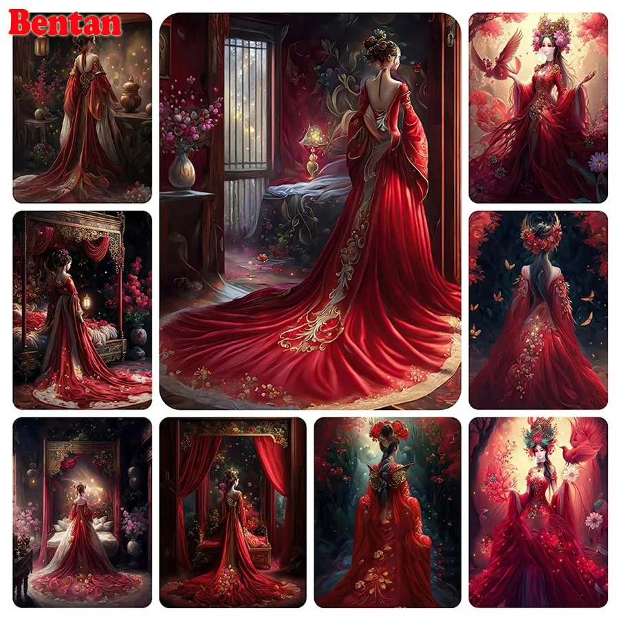 

Chinese Style 5D Diamond Painting Dream Wedding Gown Full Diamond Embroidery Cross Stitch Mosaic Picture Handicraft Home Decor