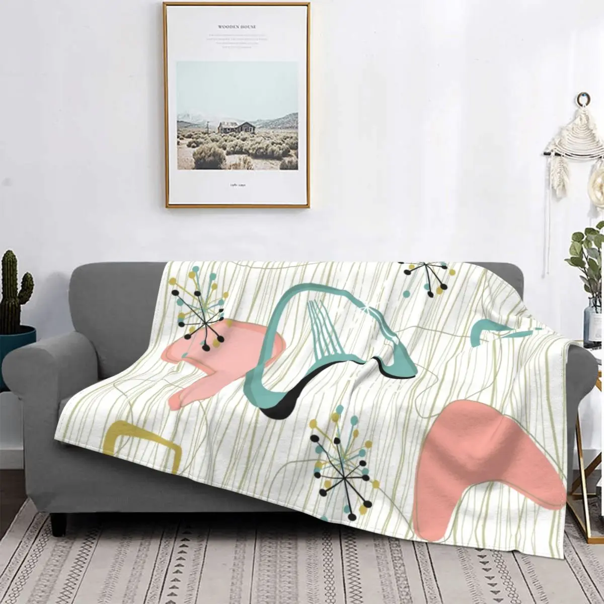 

Retro Atomic Blanket Fleece Spring/Autumn Classic Multi-function Warm Throw Blanket for Home Travel Bedding Throws