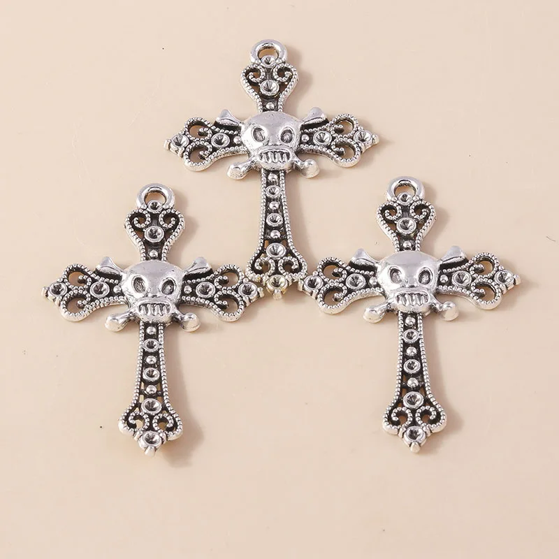 Leslie 4 шт. 38*58 мм сплав металла эстетический гот череп крест подвески для DIY