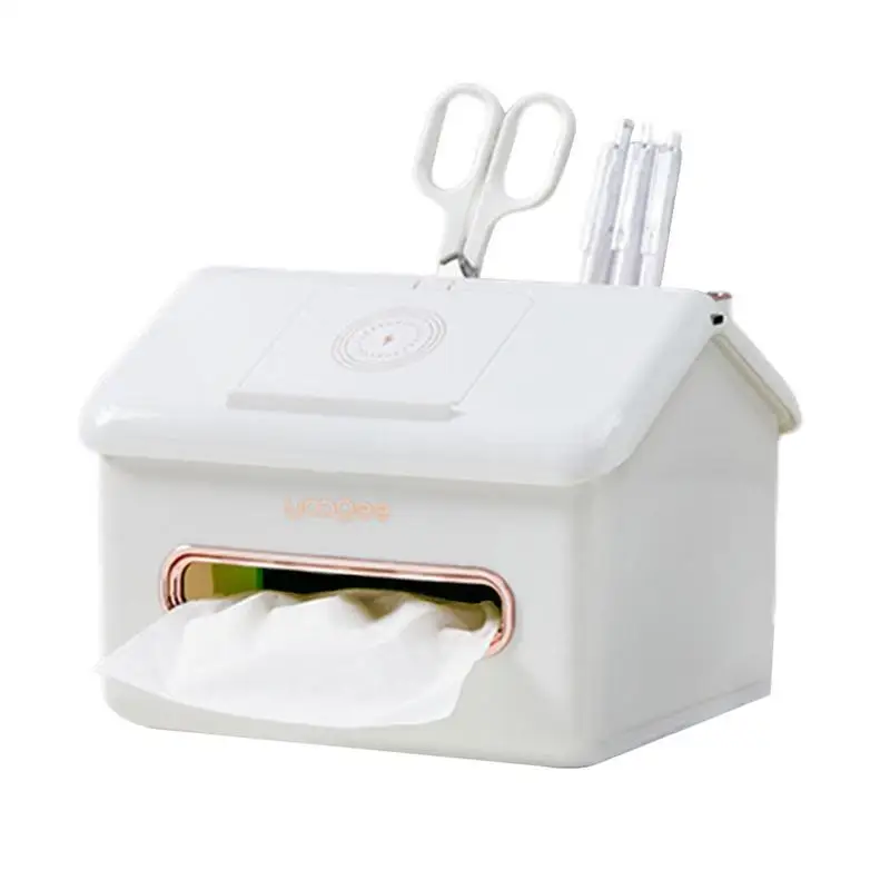 

Tissue Cover Holder Multifunctional House Shaped Teatable Tissue Dispenser Tissue Organizer Holder For Home Storage And