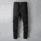 Джинсы мужские рваные в стиле хип-хоп, Брендовые брюки скинни из денима, мотоциклетные брюки в стиле панк-рок, черные, на осень