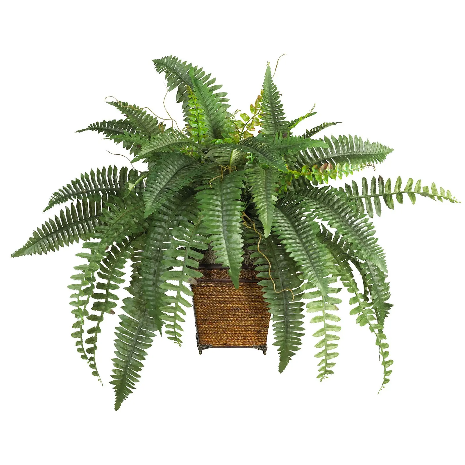 

Free shipping 28" Artificial Silk Boston Fern Plant with Wicker Basket