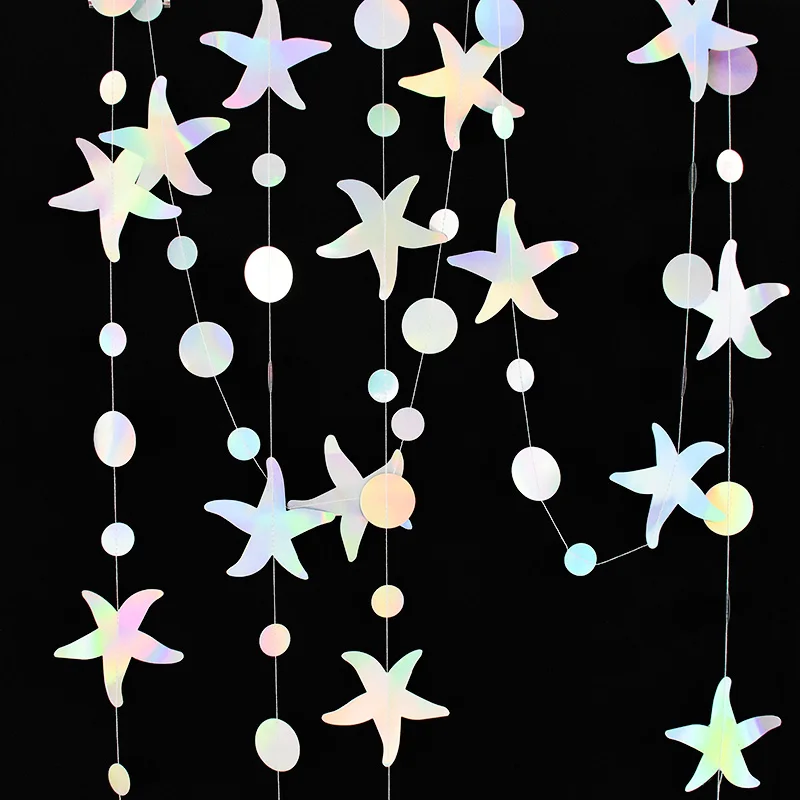 

4,5 м Русалка, разноцветная пузырьковая гирлянда, подвесная Морская звезда, медуза, бумажные гирлянды, Русалка, Фотофон под морем, украшение для дня рождения