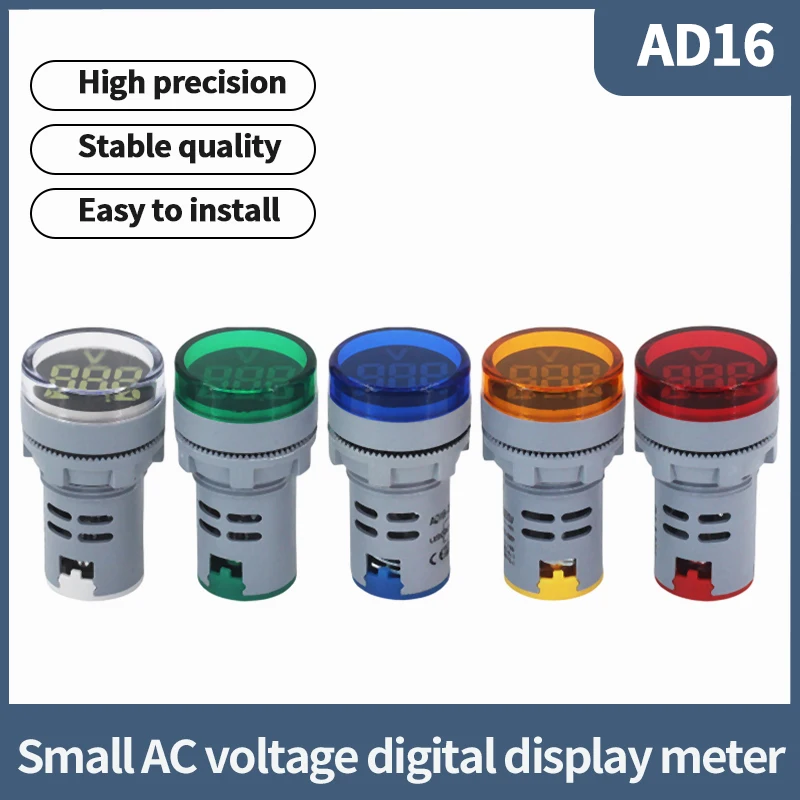 

Red, Green, Yellow, Blue and White Signal Light Digital Voltage Indicator 220V380V LCD Display Digital Meter Small AD16
