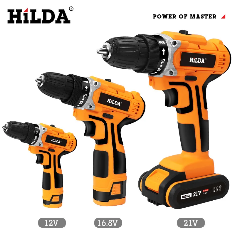

HiLDA electric screwdriver rechargeable lithium battery electric hand drill impact drill 21v
