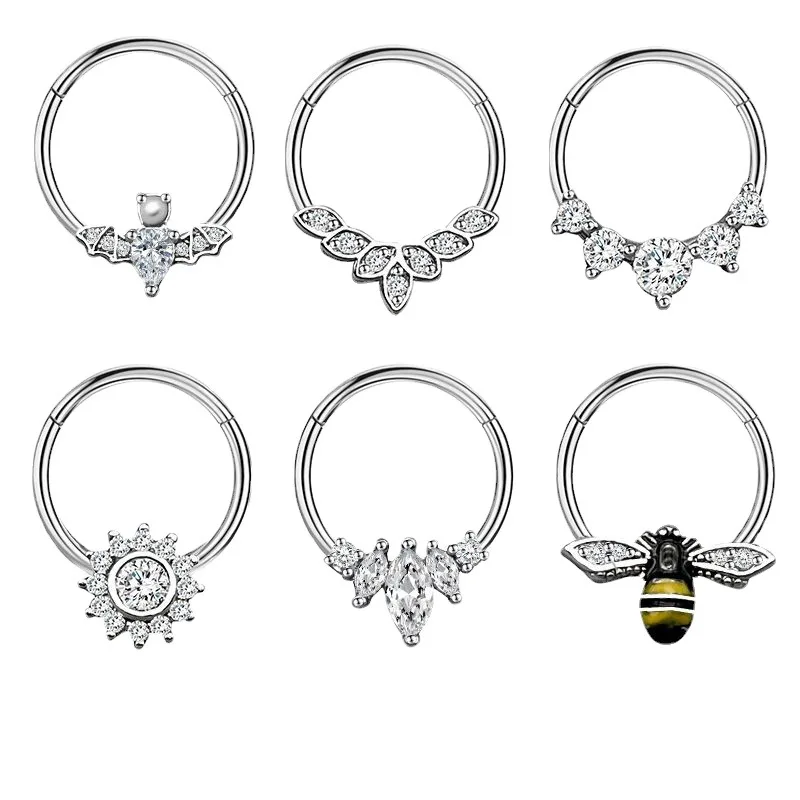 

Stainless Steel Nose Rings Septum Ring CZ Septum Clicker Nose Rings Daith Piercing Jewelry Helix Tragus Rook Lobe Earrings