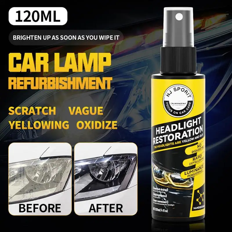 

Headlight Coating Spray Headlight Renewal Polish UV Resistant Reducing Glare Scratch Remover Agent Car Light Cleaner Accessory