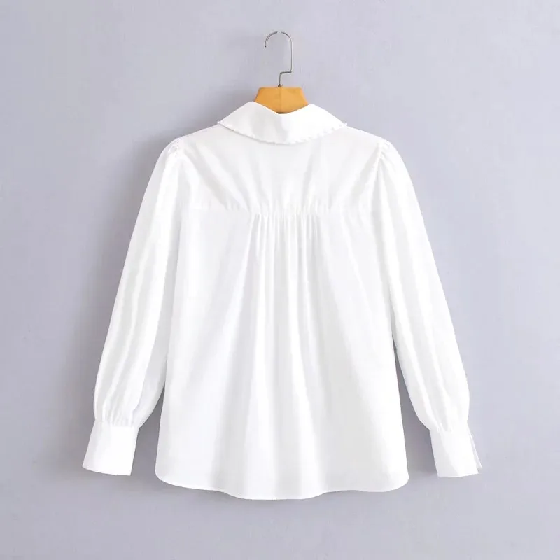 Merodi модные украшения для девочек белые длинные рубашки с отложным воротником