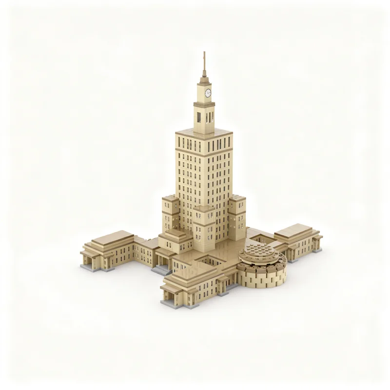Фото 3558 деталей MOC: Модель Архитектурного комплекса «Дворец культуры и науки» в Варшаве, конструктор, игрушка, подарок, креативный коллекционный предмет для демонстрации на столе №2