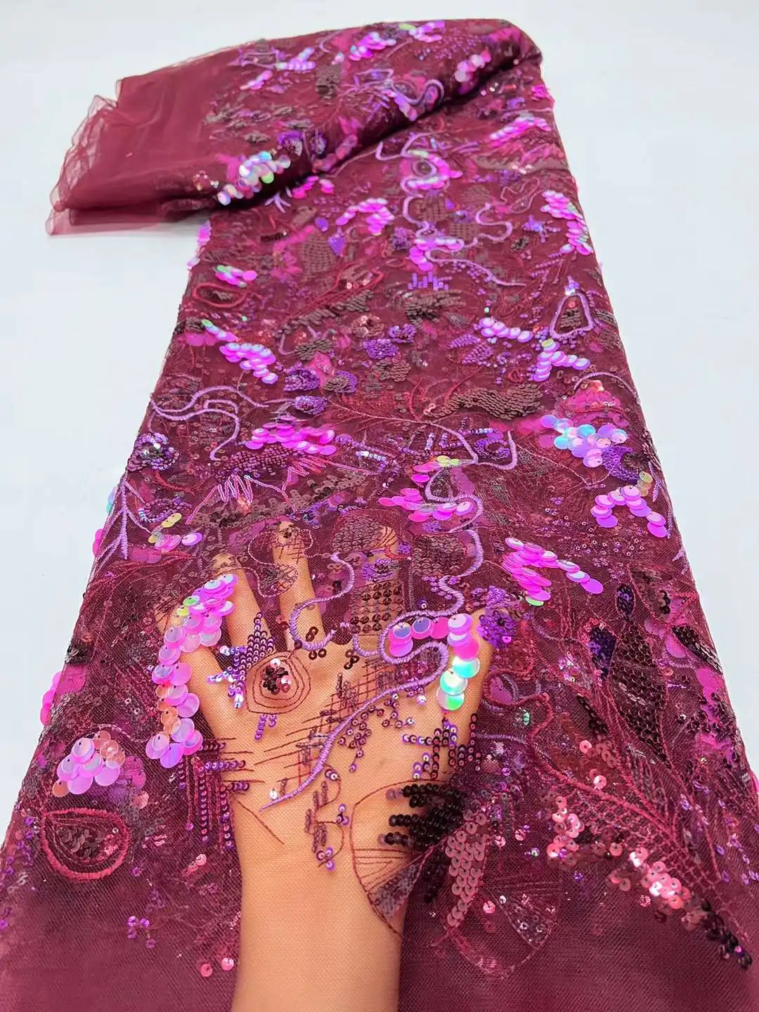 Роскошная розовая 2023 Высококачественная французская Тюлевая сетчатая кружевная