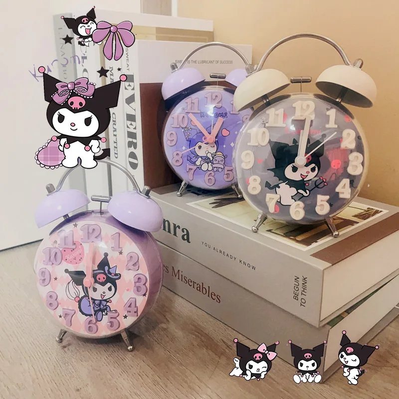 Cartoon Ringing Bell Silent Alarm Clock With Night Light Gift