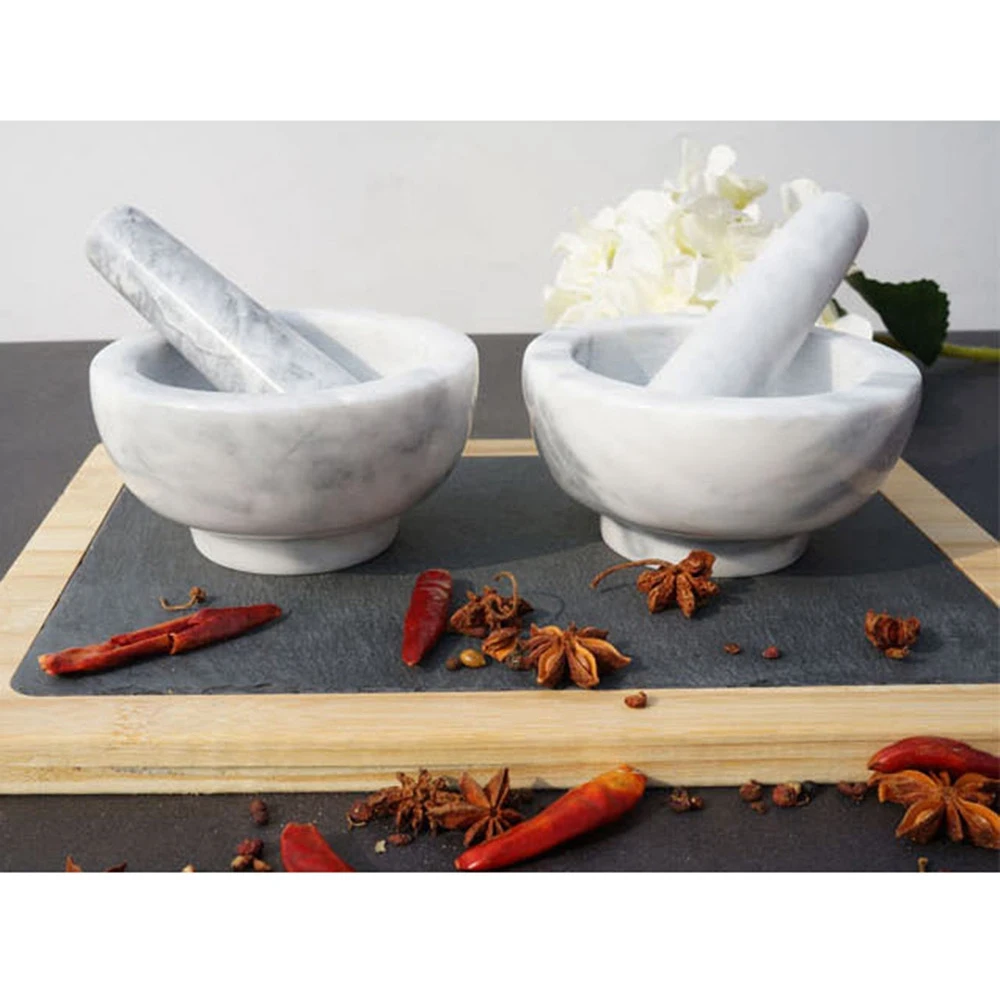 Набор мраморной ступы и пестика чаша с ложкой инструменты для приправ специй