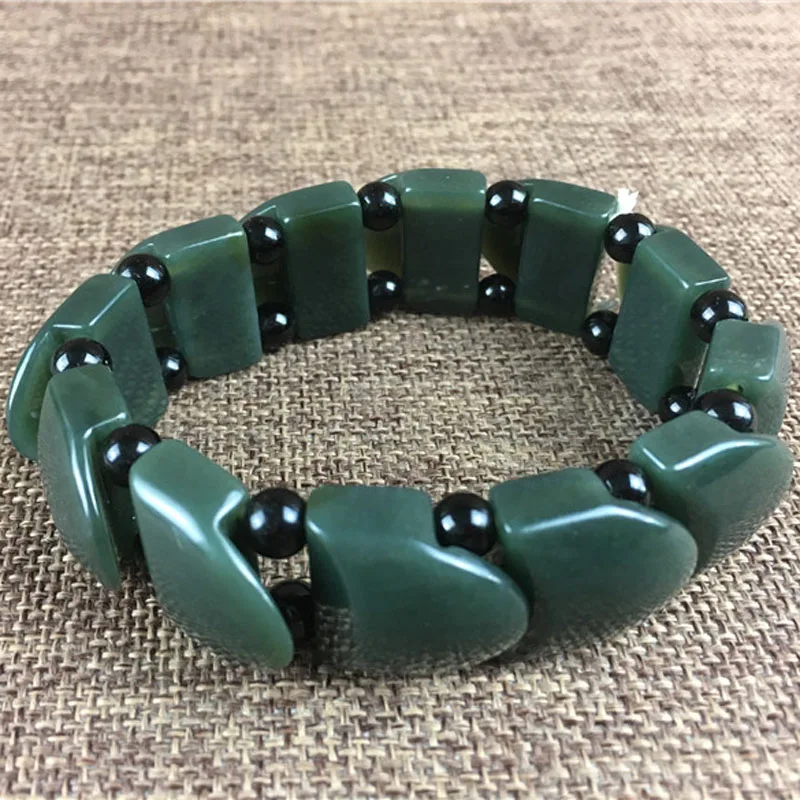 

Natural XinJiang HeTian Jade Bracelets Drop Shipping Lucky Amulet Square Nephrite Stone Jewelry For Women Men Gift