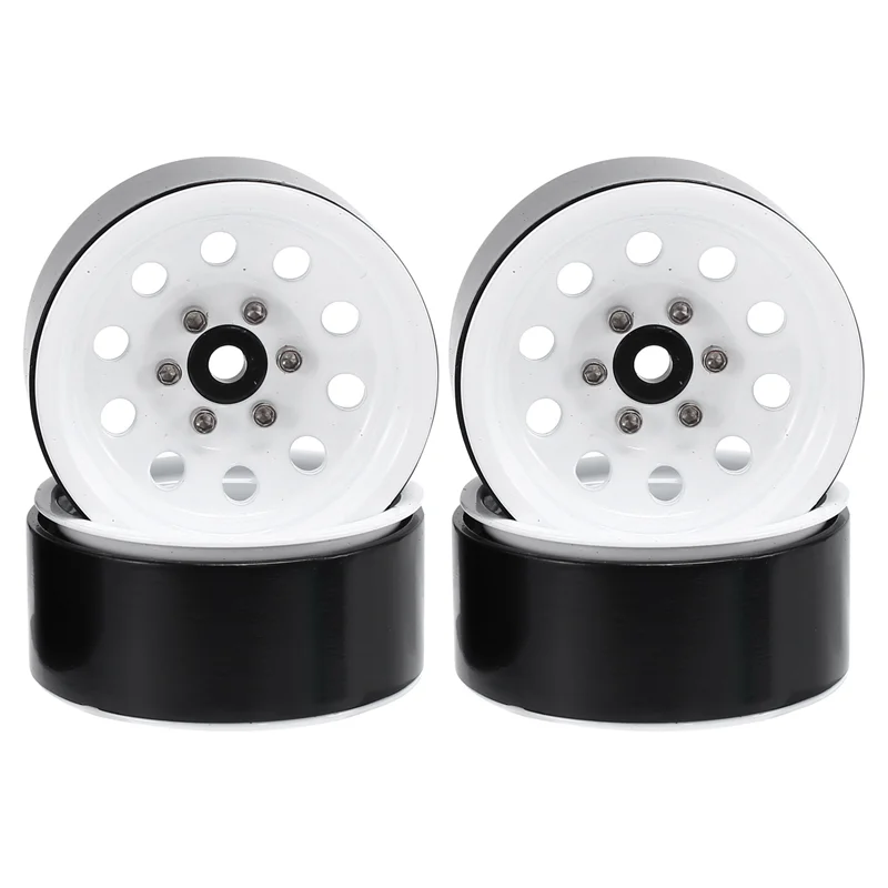 

4 шт. металлический Beadlock 1,9 обод колеса ступица круглое отверстие для 1/10 RC Гусеничный автомобиль Traxxas TRX4 D90 осевой SCX10 90046, белый