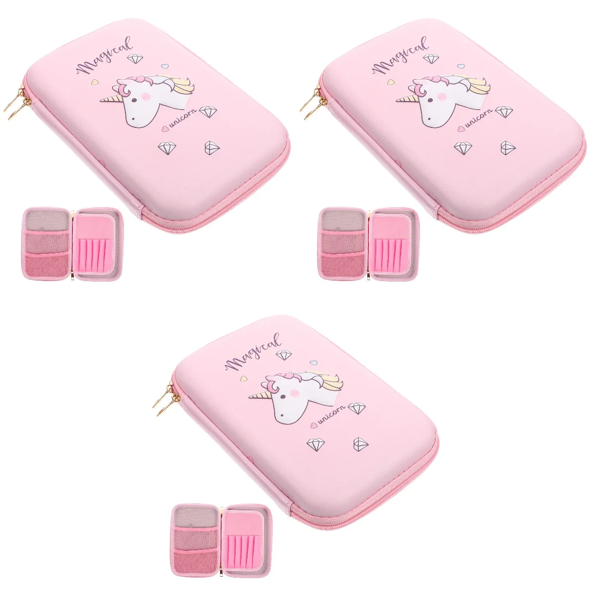 

3pcs Multi-Function Stationery Case Large Capacity Handheld Storage Bag