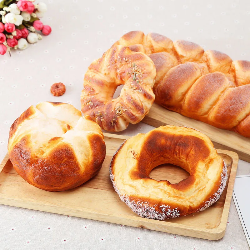 

2PCS Simulation Artificial Bread Fake Bread Realistic Food Model for Kitchen Home Party Halloween Decoration