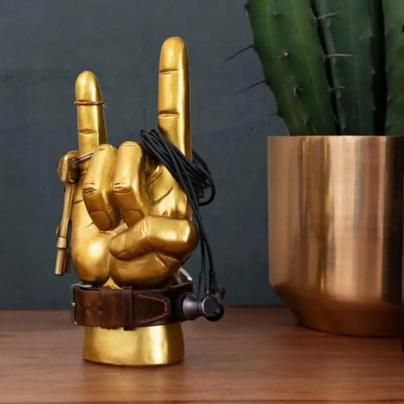 

Resin Statue Big Hand Shape Earphone Rack Hip Hop Style Desktop Ornaments Earphone Display Rack Room Decoration
