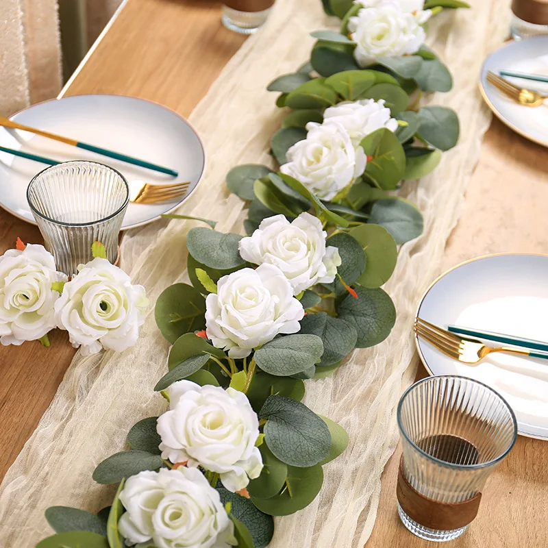 Искусственная эвкалиптовая лоза искусственные розы гирлянда для свадьбы дома