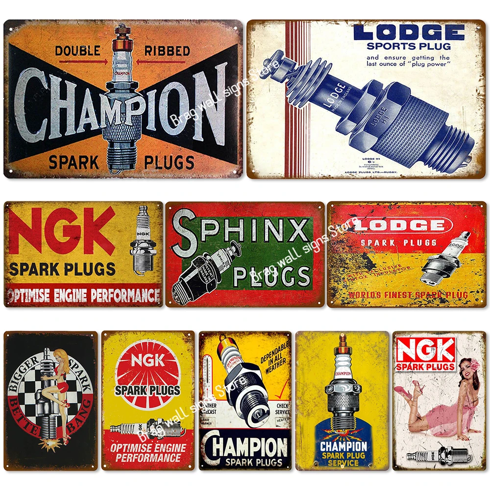 

Vintage Metal Tin Sign Tool Plaque Retro Spark Plugs Posters Metal Wall Art Wall Stickers For Home Bar Garage Decorative Plates