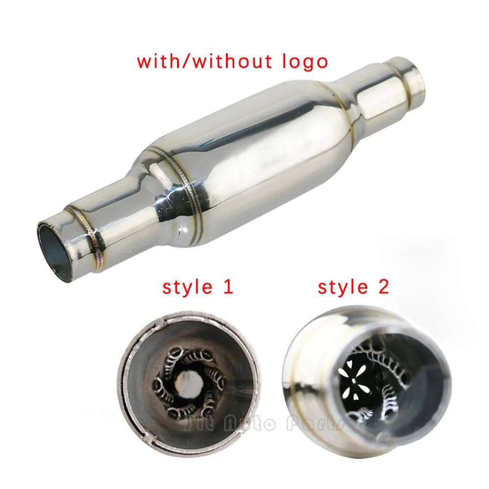 

JZZ exhaust muffler car modified threaded inner tube enable more powerful engine for car chrome silver pipe silencer sound bomb