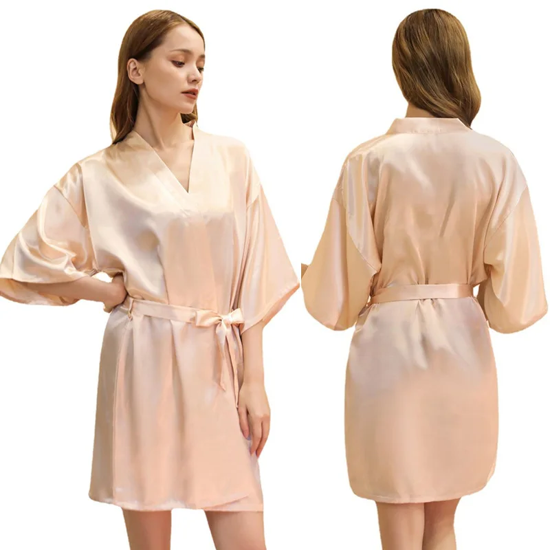 

Bride Bridesmaid Wedding Party Dress Robe Gown Summer Polyester Kimono Robe Sexy Cardigan Nightdress Casual Loose Home Clothes