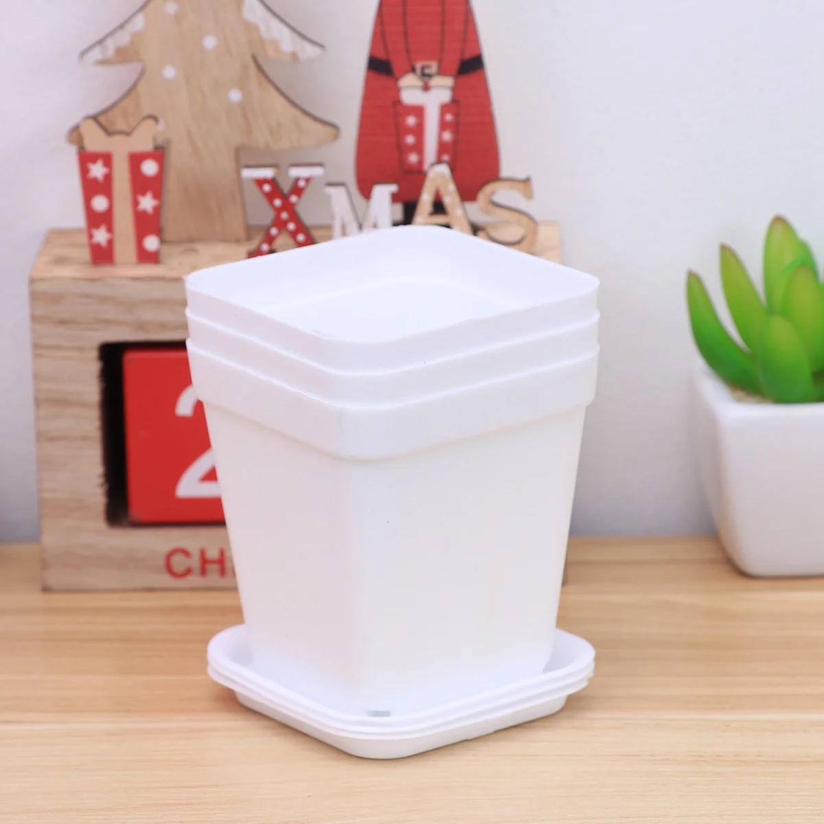 

6 Pcs Bed Room Decor Square Planters Frosted Plastic Basin Thicken Flower Pots Bedroom Decoration Flowerpot