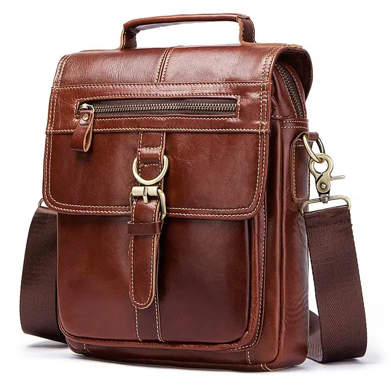Fashion Shoulder Bag Vintage Casual Men's First Layer Cowhide Flap Crossbody Bag Men's Real-Leather Bag