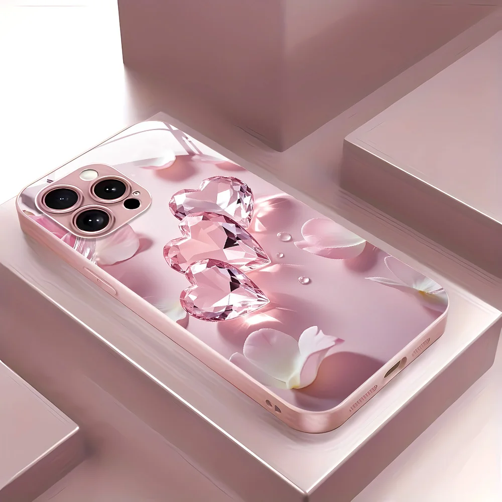 Фото Чехол из закаленного стекла с розовой бабочкой для iPhone 17 Pro Max, чехлы для iPhone 17 Air 16 15 14 Plus 13 12 11 X XS XR 7 8 SE2 Fundas Cover №1