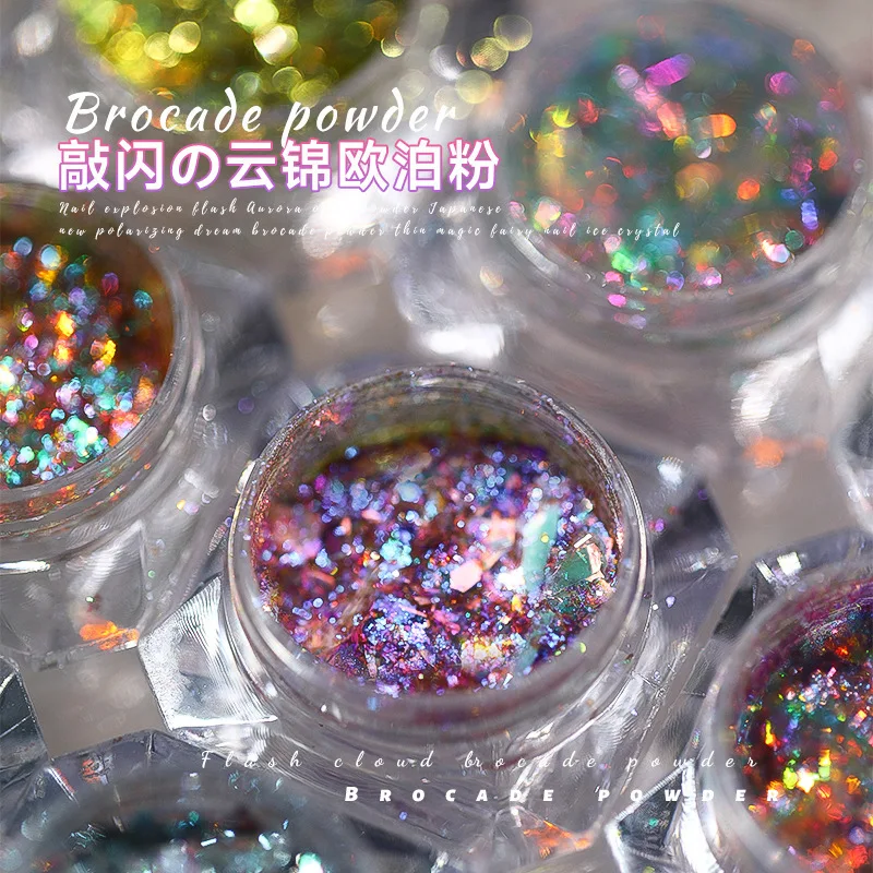 

1Jar Opal Crystal Iridescent Nail Powder Aurora Mirror Glitter Flakes Holographic Sequins Nail Art Spangles Paillette Manicure