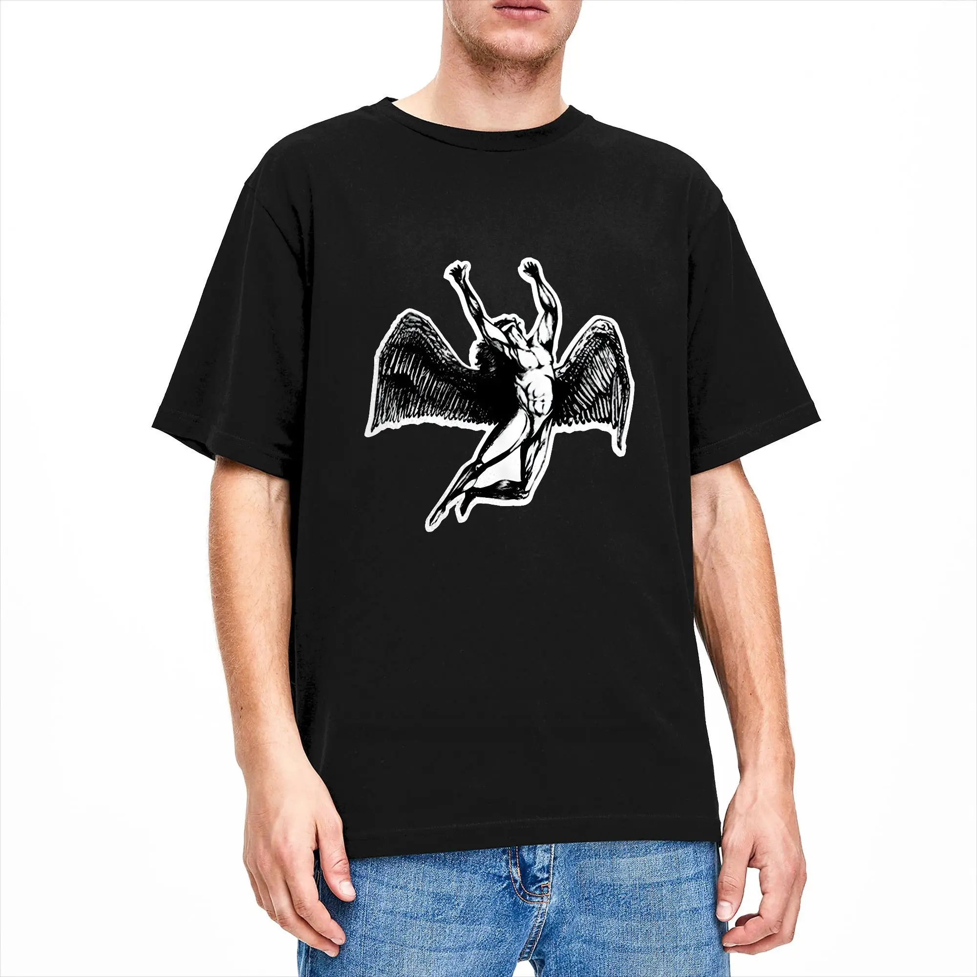 Фото Футболка Leds Zeppelins Flying Angels, пляжная модная футболка из чистого хлопка с круглым вырезом, большие размеры до 5XL, футболка с коротким рукавом в стиле Y2K, забавная футболка №2