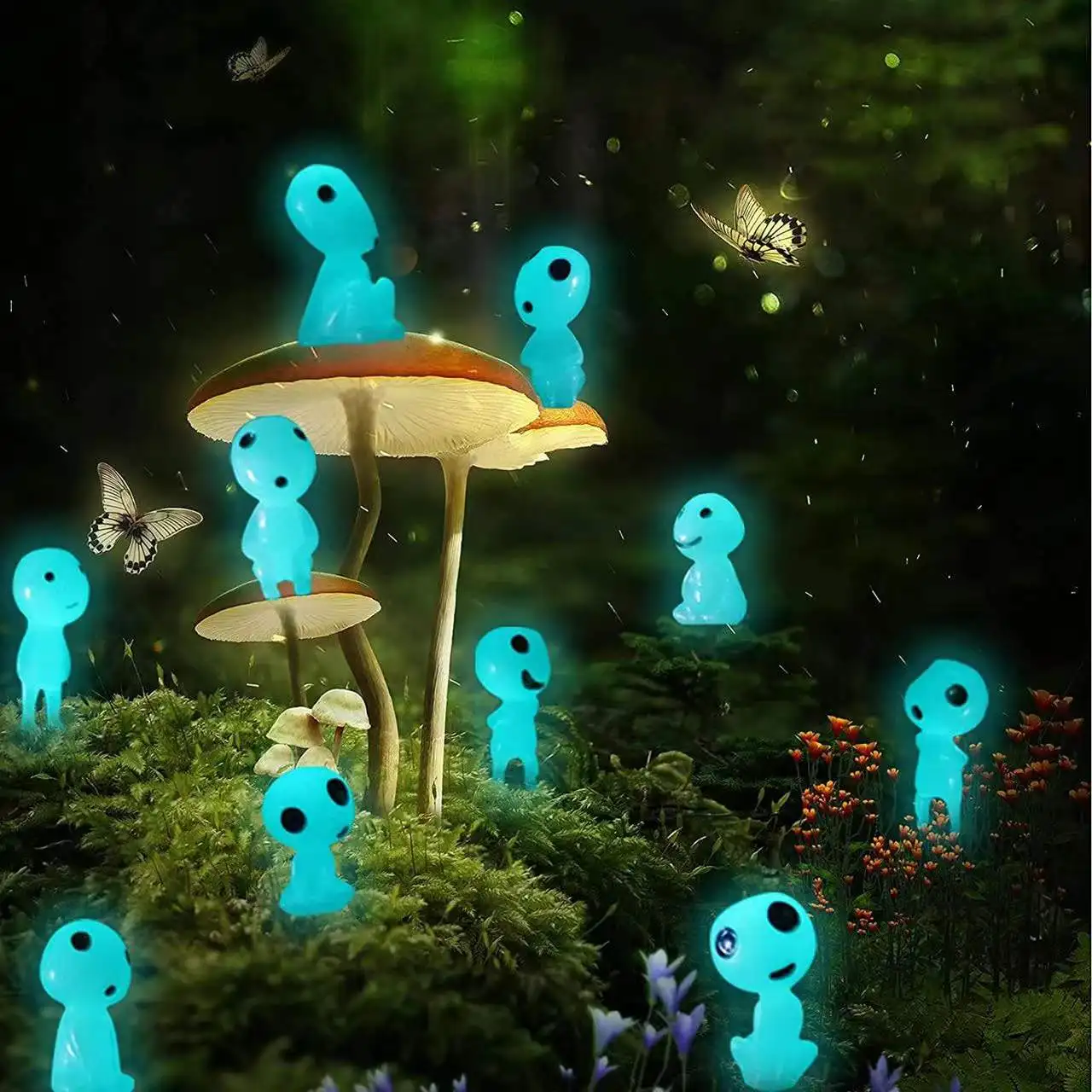 

5/10PCS Luminous Tree Elves Spirit Princess Mononoke Micro Landscape Figure Ornament Glowing Miniature Gardening Potted Decor