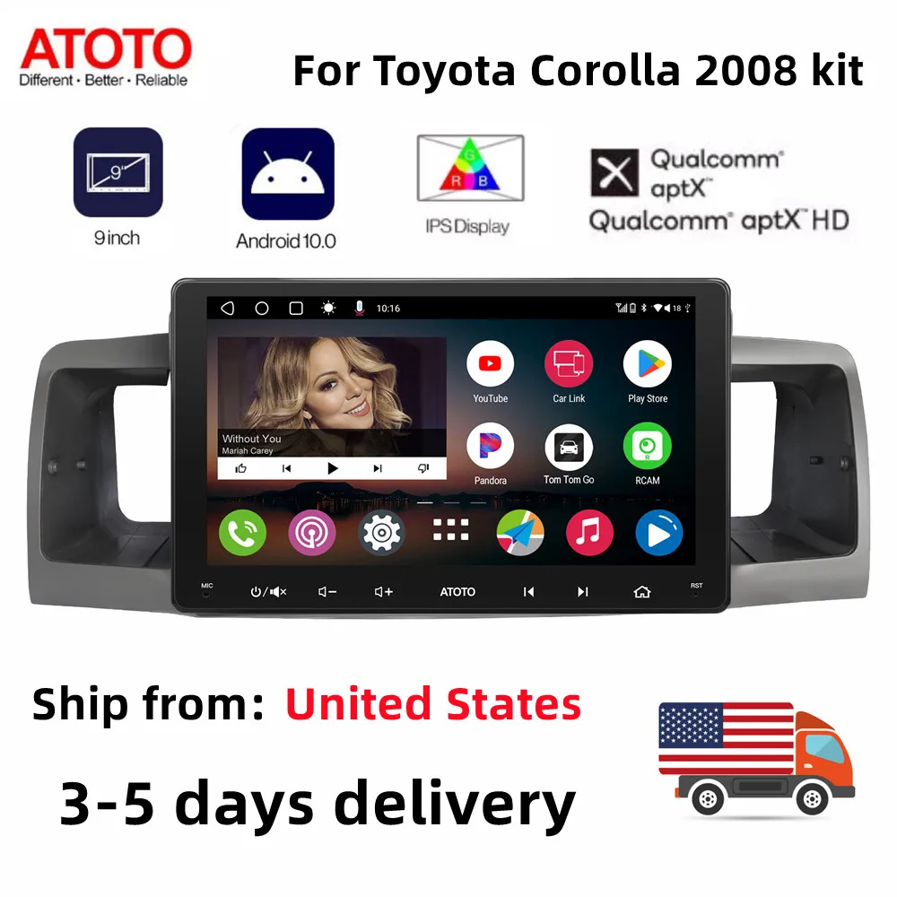 

ATOTO A6 9-inch Car Radio Android 2 Din 8 Core Multimedia Player Bluetooth 5.0 Wifi Compatible with Toyota Corolla 2008 Year