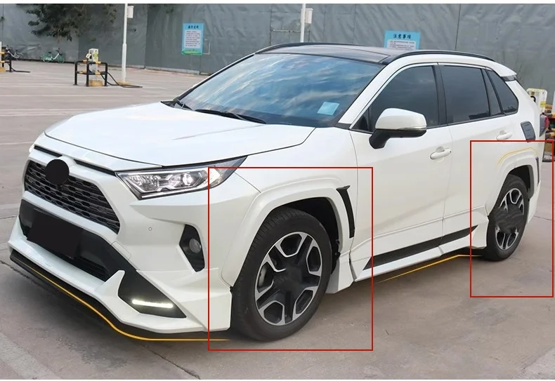 

Неокрашенный комплект кузова, передний бампер, задний бампер для Toyota rav4 20-24, модифицированная боковая юбка, брови, ABS, автомобильные аксессуары