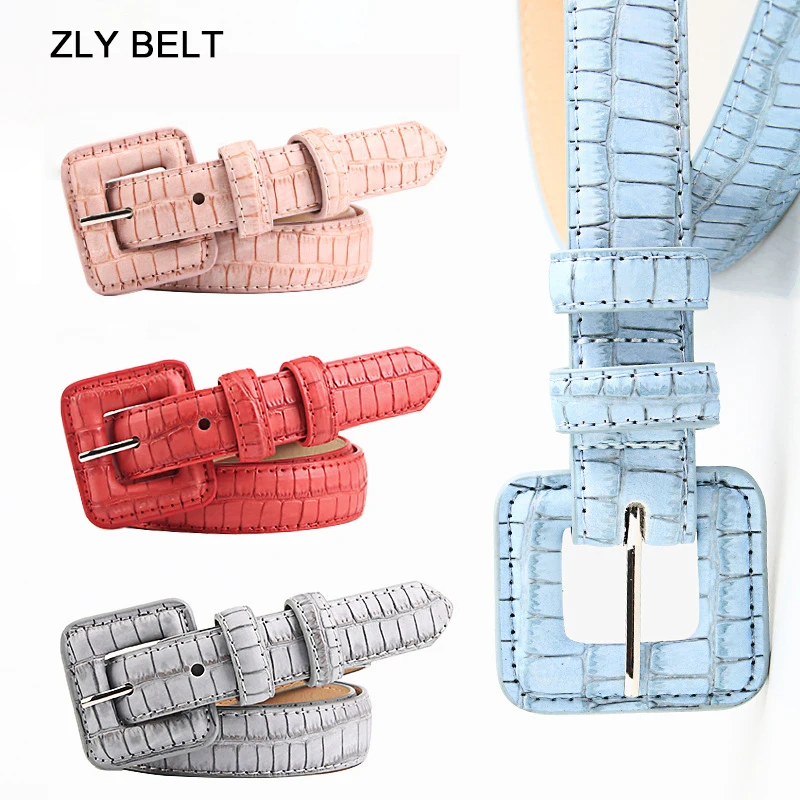 2023 New Fashion Snake Skin Shape Belt Women Men Versatile Luxury PU Leather Material Pin Buckle Colorful Trending Product Belt