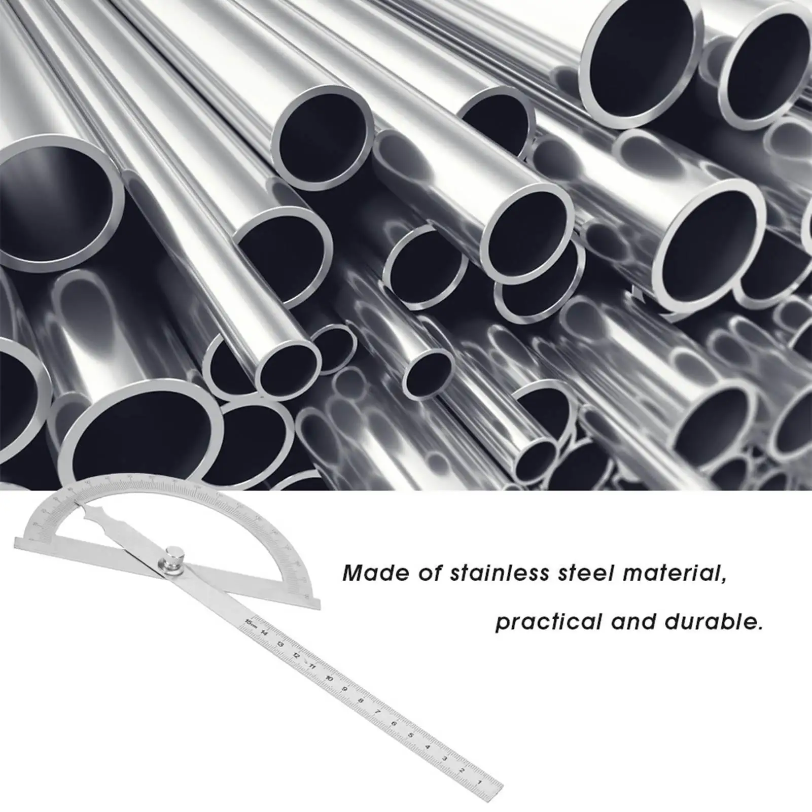 Транспортир и гониометр 2-в-1 из нержавеющей стали угломер 0-180 ° Линейка -