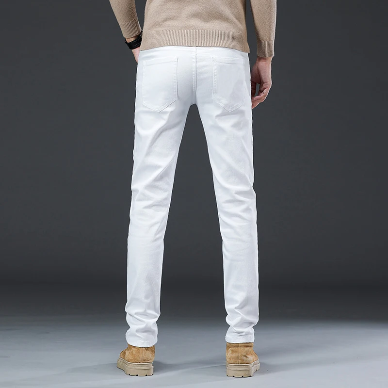 Summer Spring Cotton Fashion Brand Men's Jeans Trousers Straight Elastic Business Pant Classic Style Jeans Denim Man Pants