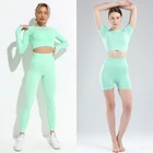 Женский спортивный костюм, комплект для йоги, женская одежда, леггинсы с высокой талией, спортивный бюстгальтер, рубашка с длинным рукавом, топ, спортивная одежда для спортзала, тренировочная одежда