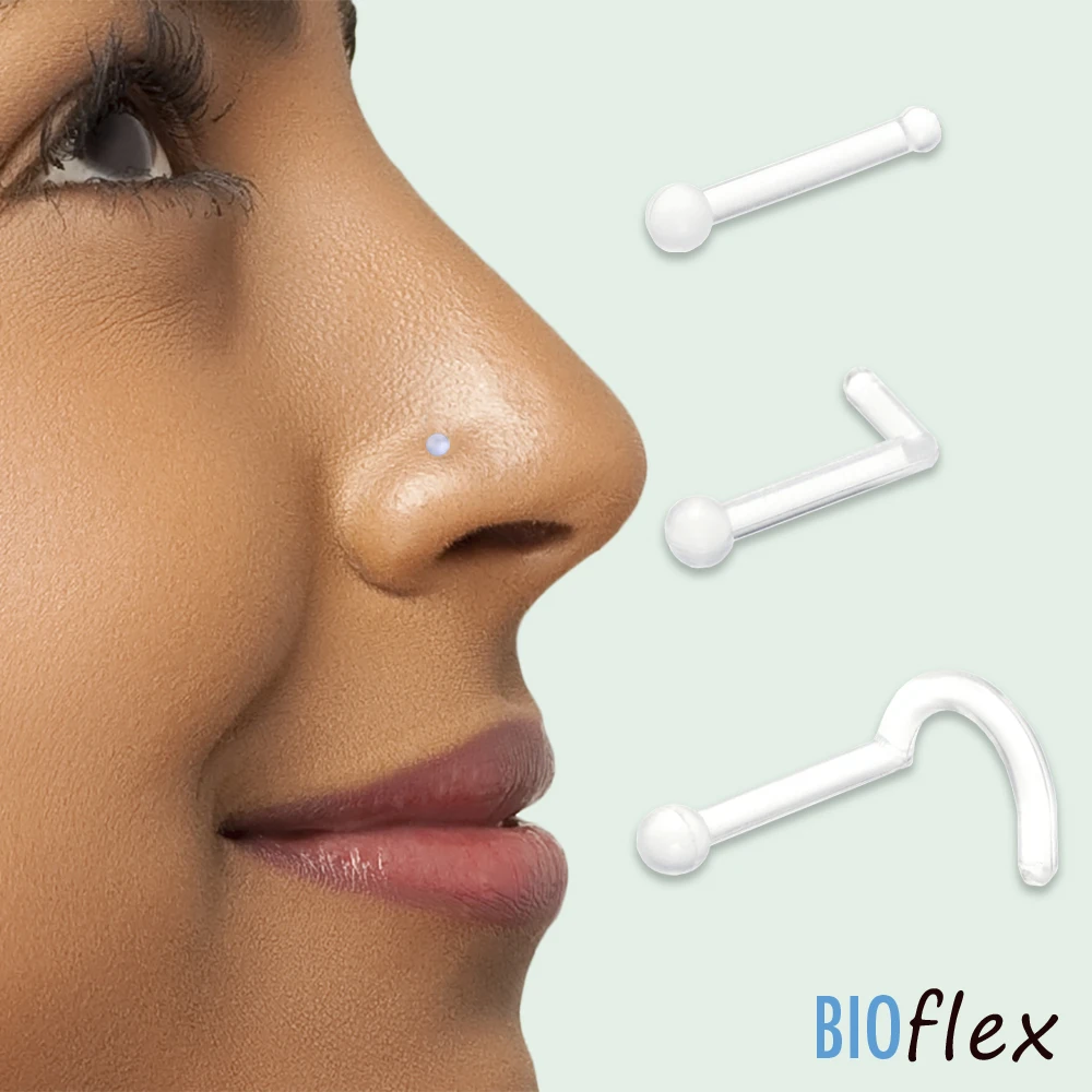 10 шт. Прозрачное акриловое кольцо для носа Био пластиковый фиксатор для пирсинга носа 20-го калибра 18-го калибра Ювелирные изделия с ноздрями скрыты BioFlex 1,0 мм 0,8 мм
