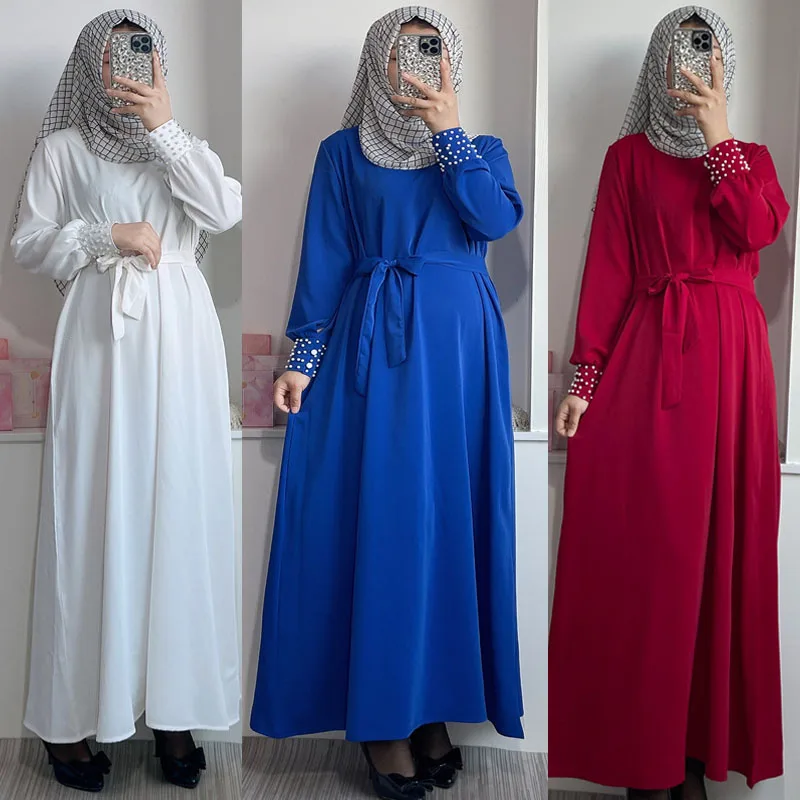 

Малайзия Рамадан мусульманские женщины Abayas повседневное Макси платье Турция бисер Кафтан Дубай Индия исламский, арабский Jalabiya Caftan одежда халат