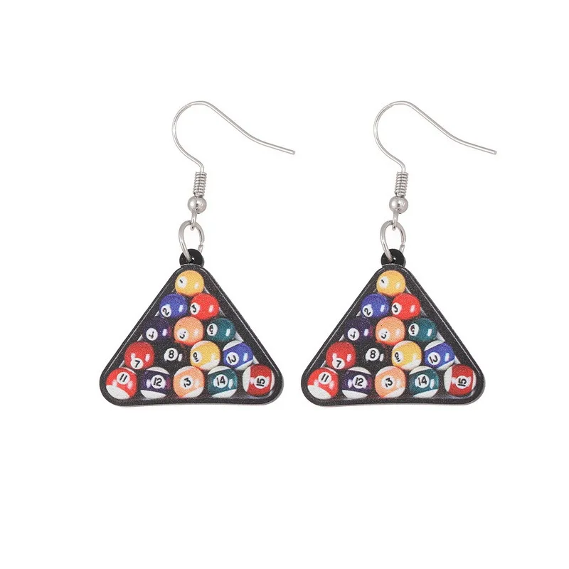 

Acrylic Color Print Jewelry Mini Billiard Ball Earrings For Women Geometric Triangle Fashion Night Club